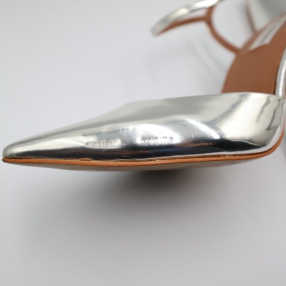 Steve Madden Pizzel Ankle Strap Stiletto Women's Size 8.5 Silver Chrome - Picture 7 of 9